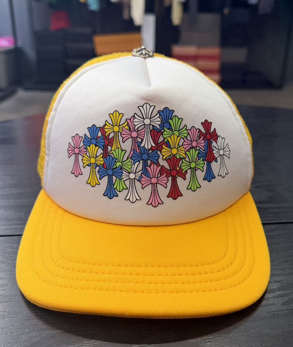 Chrome Hearts Multi Color Cross Yellow Trucker Hat